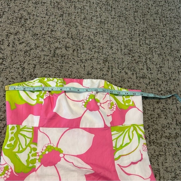 Lilly Pulitzer 100% Cotton Pink & White Floral Franco Strapless Mini Dress 10 - Picture 8 of 10